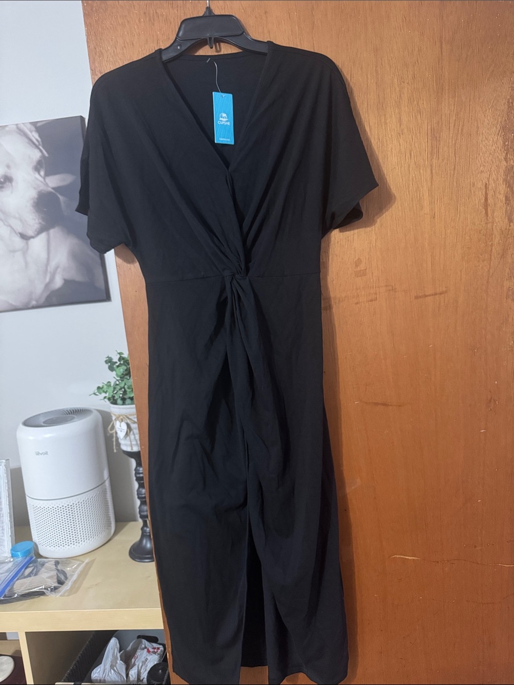 Cupshe Black Knot-Front Midi Dress